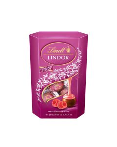 LINDT Lindor, bomboane de ciocolata, zmeura, 200 g