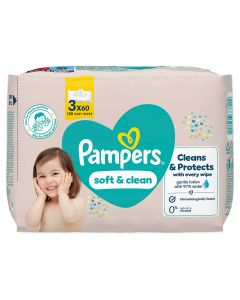 PAMPERS Soft & Clean, servetele umede, pentru copii, 3x60 buc