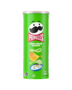 PRINGLES Sour cream&Onion, chips, cu gust de smantana si ceapa, 125&nbsp;g